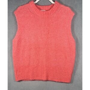 OPUS Alpaca Wool Blend Sweater Vest Coral Pink Fuzzy‎ Knit Sleeveless Women's 40